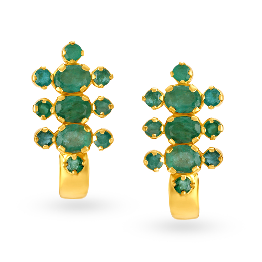 Exquisite Mismatched Diamond and Emerald Drop Earrings