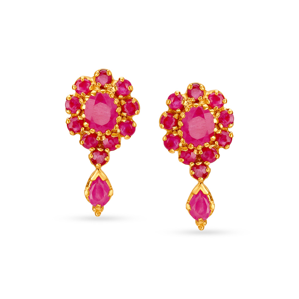 Daffodil Garden Ruby and Diamond Half Hoop Earrings – Mark Henry Jewelry