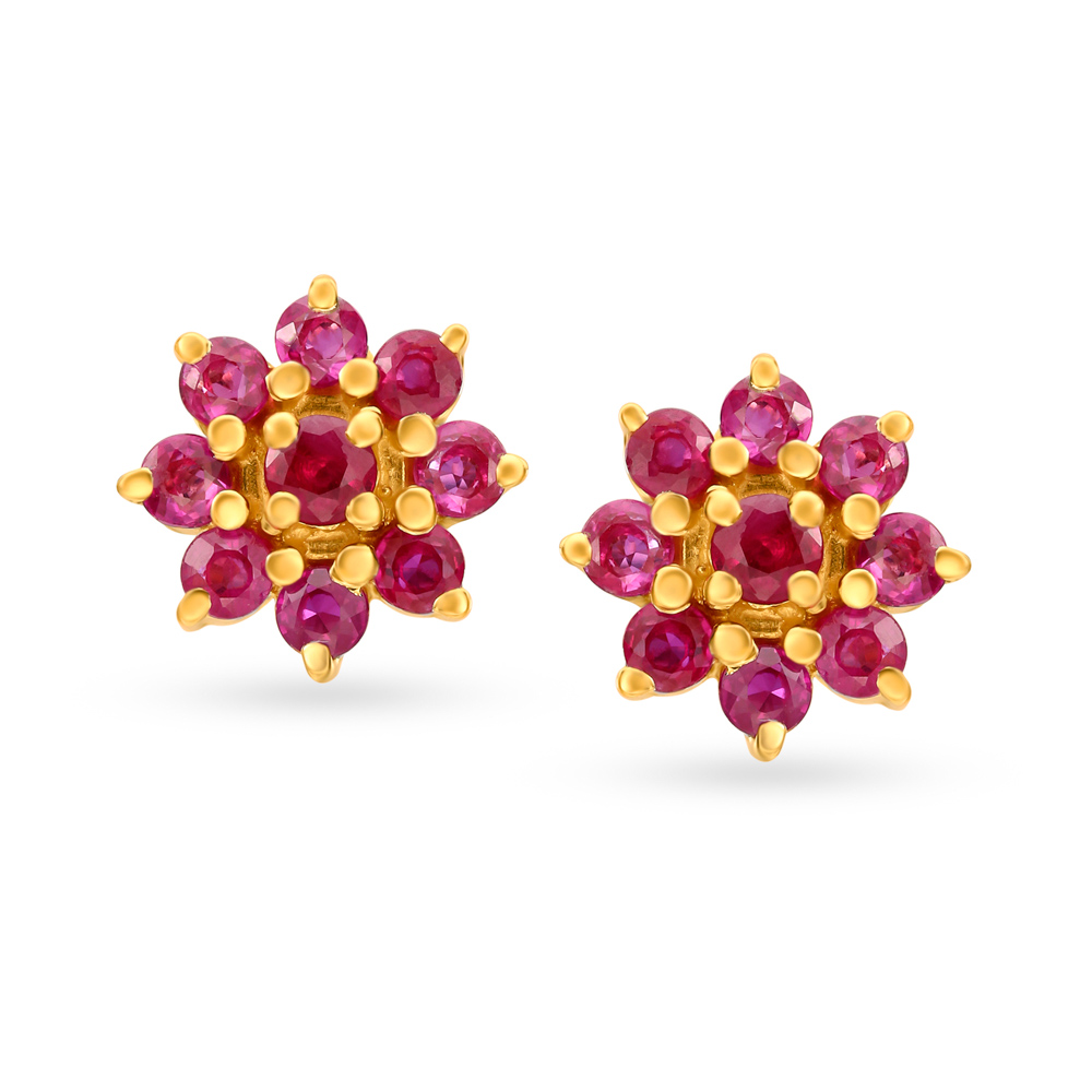 Fiery Stud Earrings with Rubies