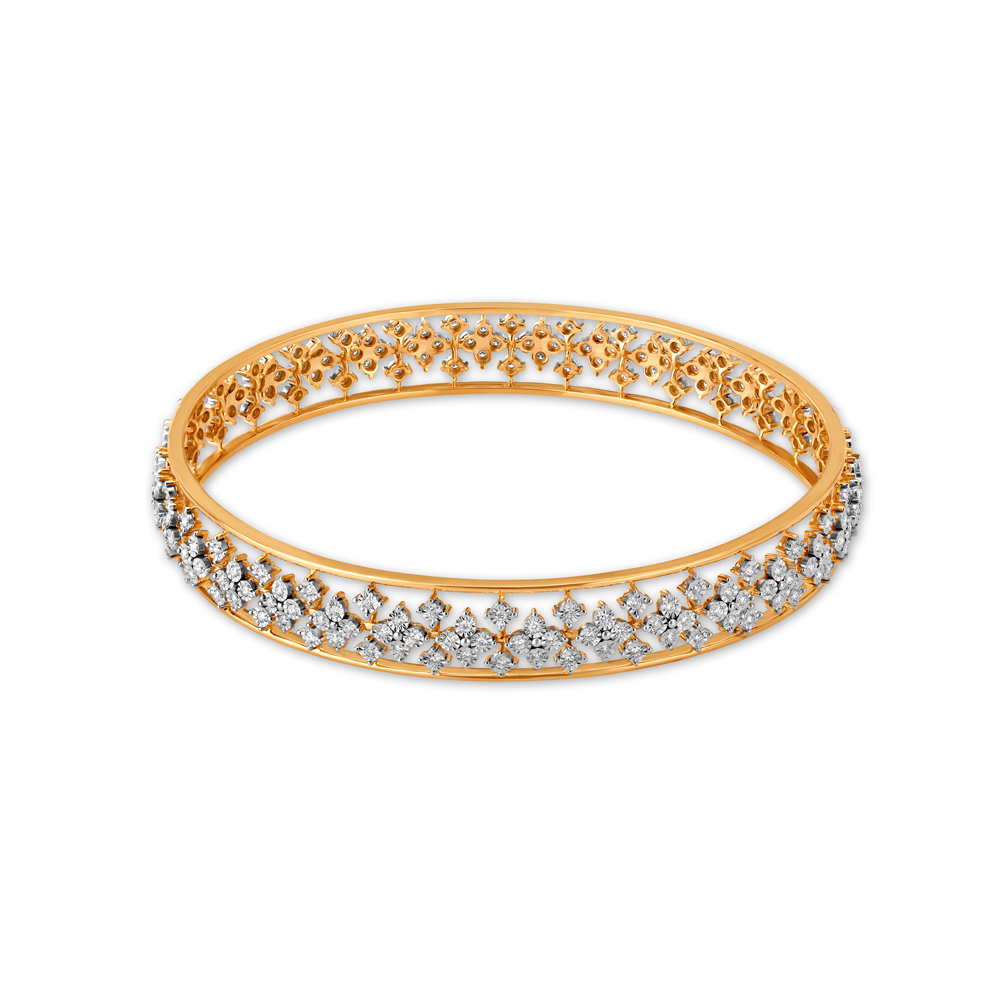 Glamorous Diamond Lattice Bangle in Yellow and White Gold