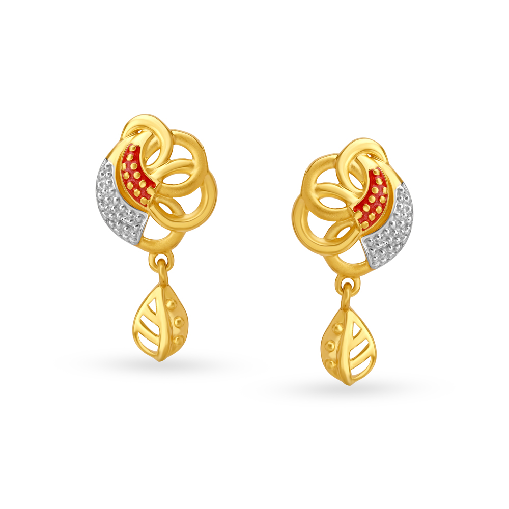 

Leaf Motif Gold Drop Earrings