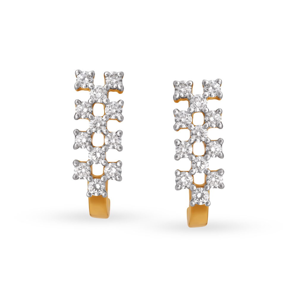 Gleaming Rhombus Diamond Stud Earrings