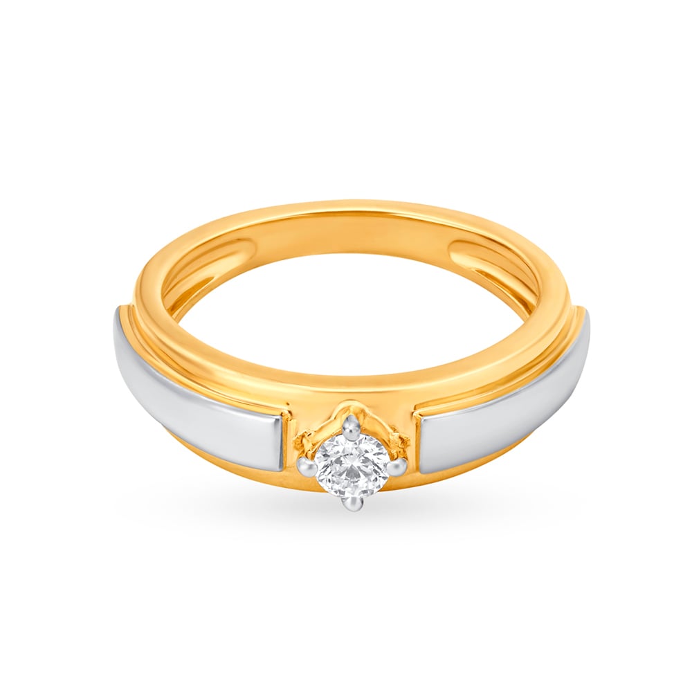 

Contemporary 18 Karat Yellow Gold And Diamond Finger Ring