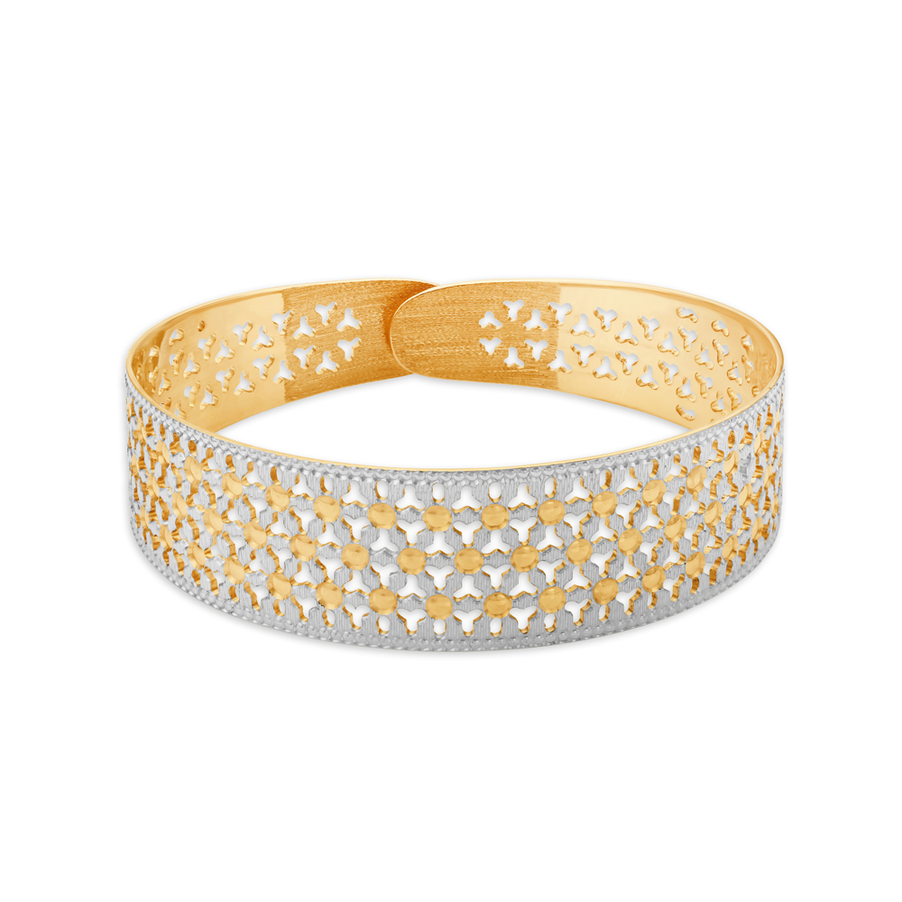 

Ethereal Yellow Gold Trefoil Lattice Cuff Bangle