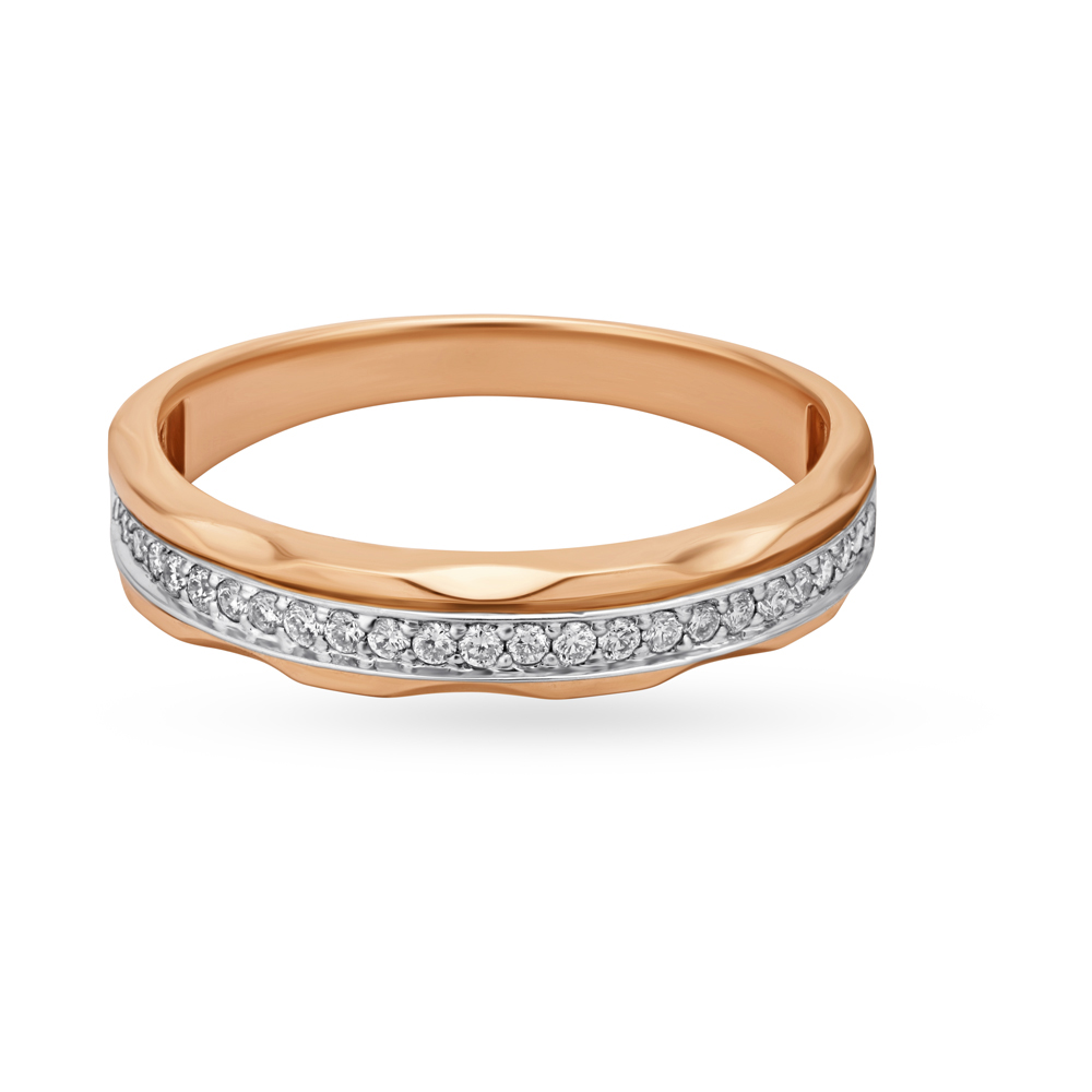 

Wavy White and Rose Gold Diamond Finger Ring