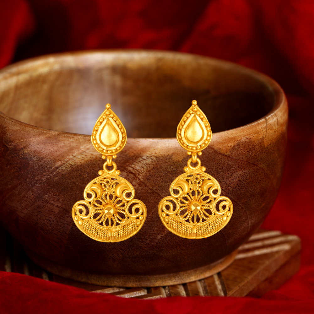 Buy Eccentric Gold Drop Earrings at Best Price | Tanishq UAE