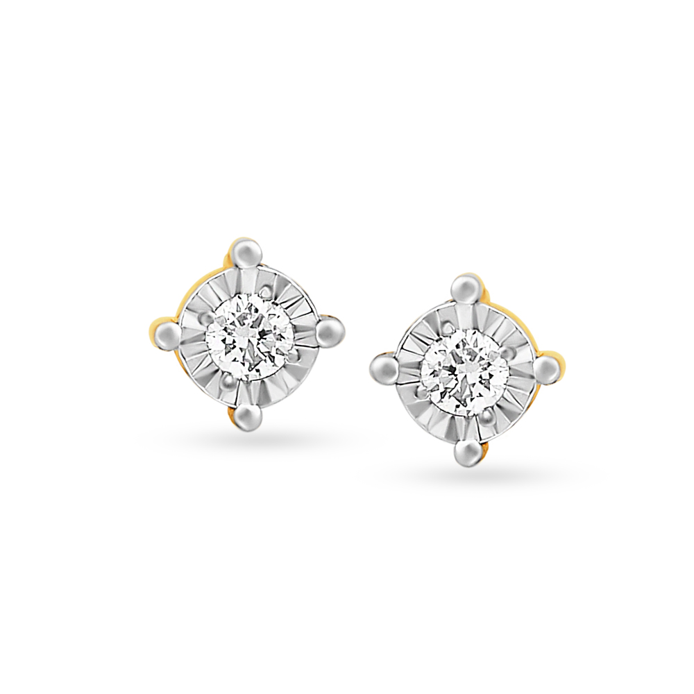 Gemporia 9k (375) Yellow Gold and Diamond Stud Earrings : Amazon.in: Fashion