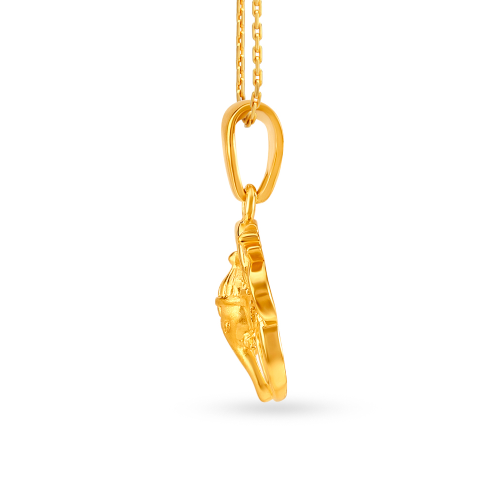 

Dainty Gold Pendant with Om and Ganesha Design