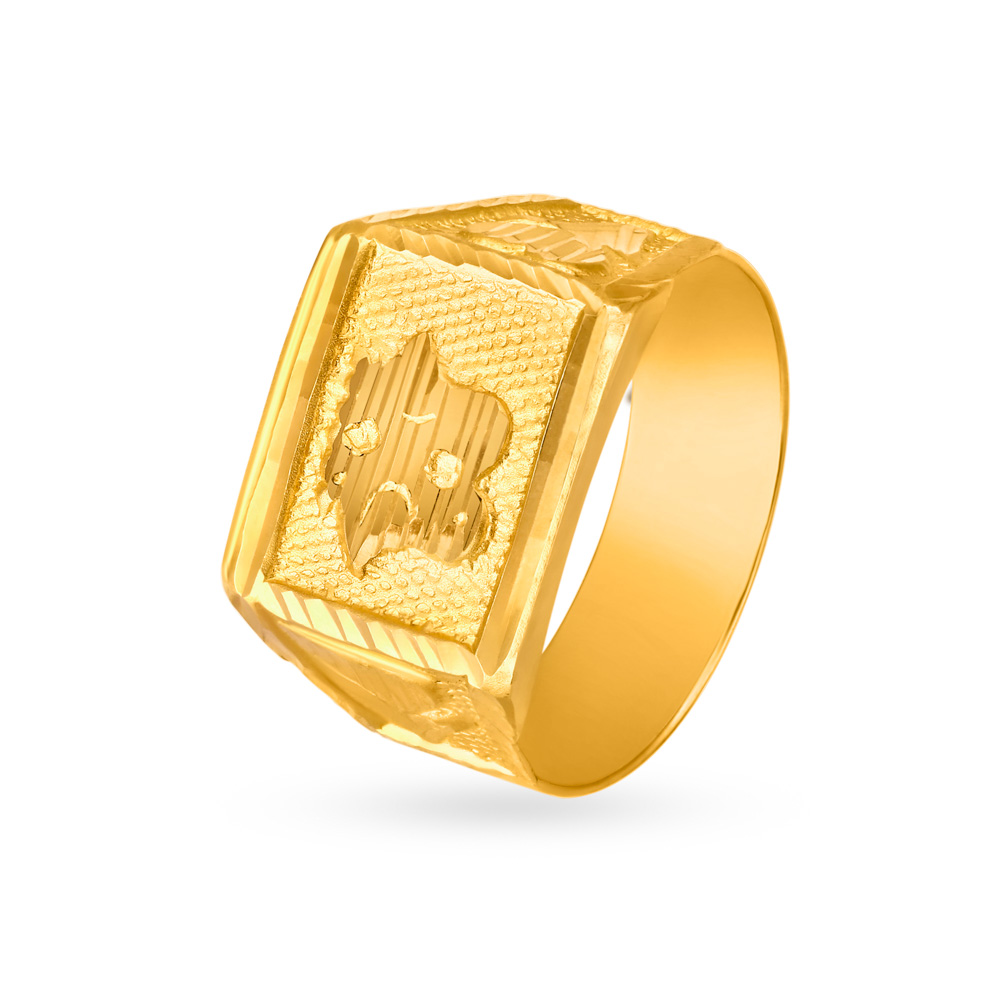 Smart 22 Karat Gold Ring With Ganesha Motif