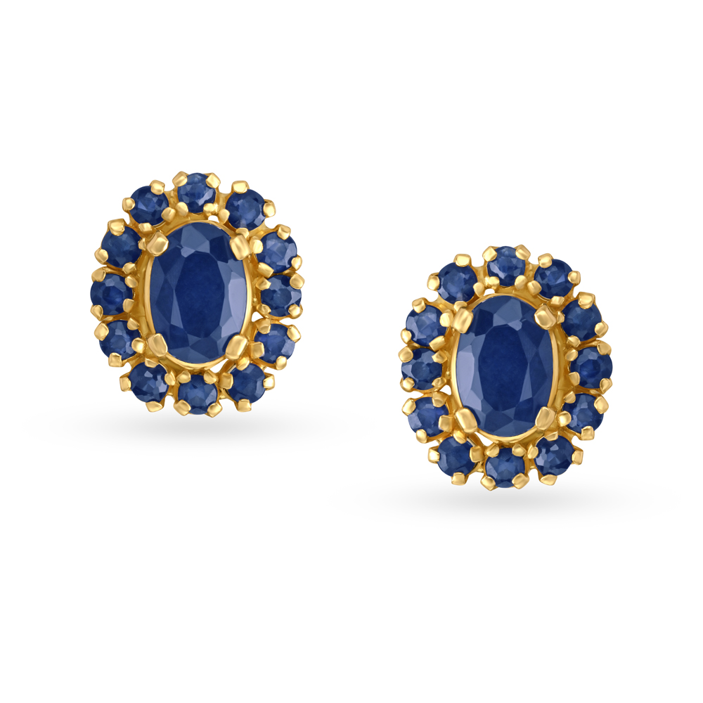 Devki Blue Sapphire Stone American Diamond Earrings – AG'S