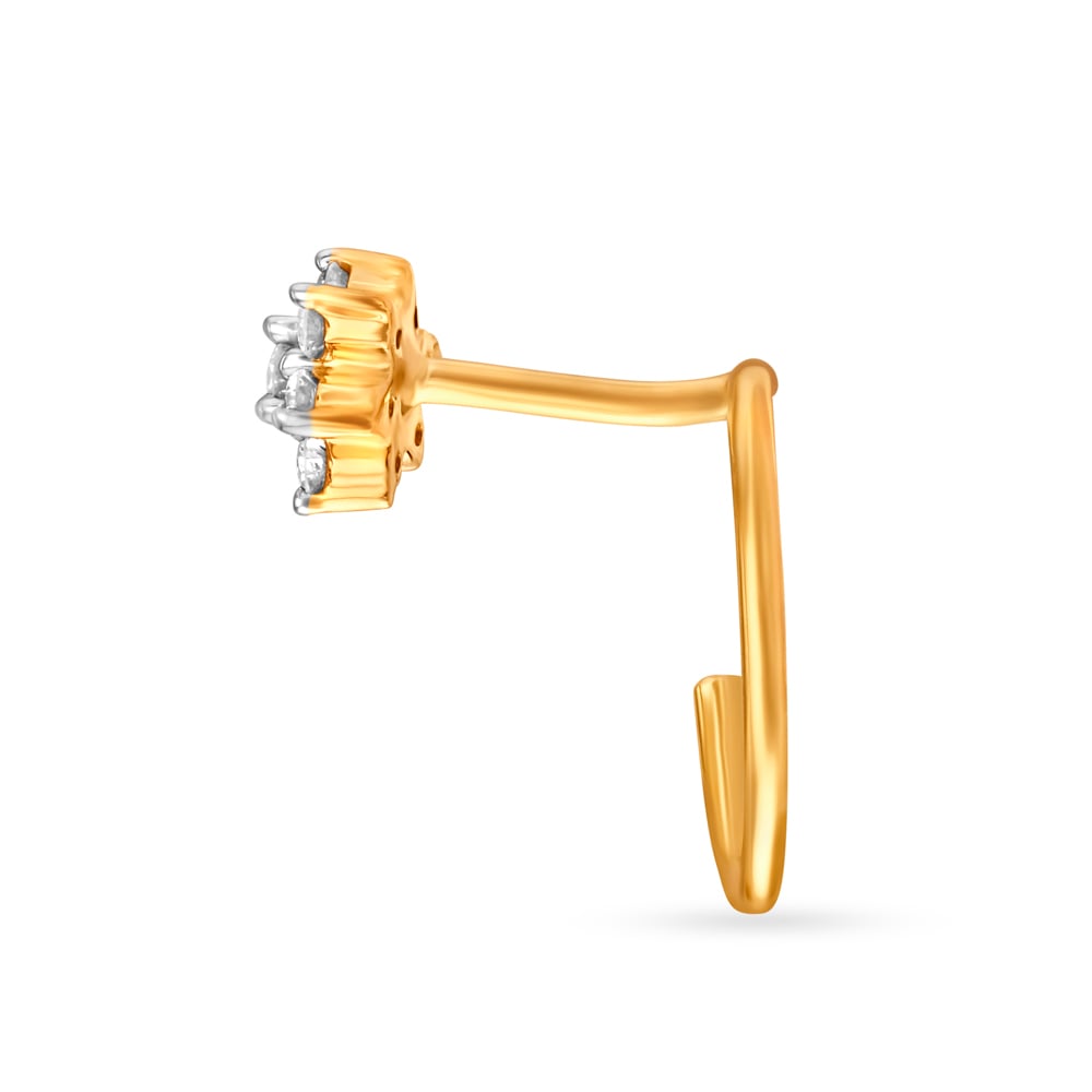 

Graceful Floral Gold and Diamond Nose Pin