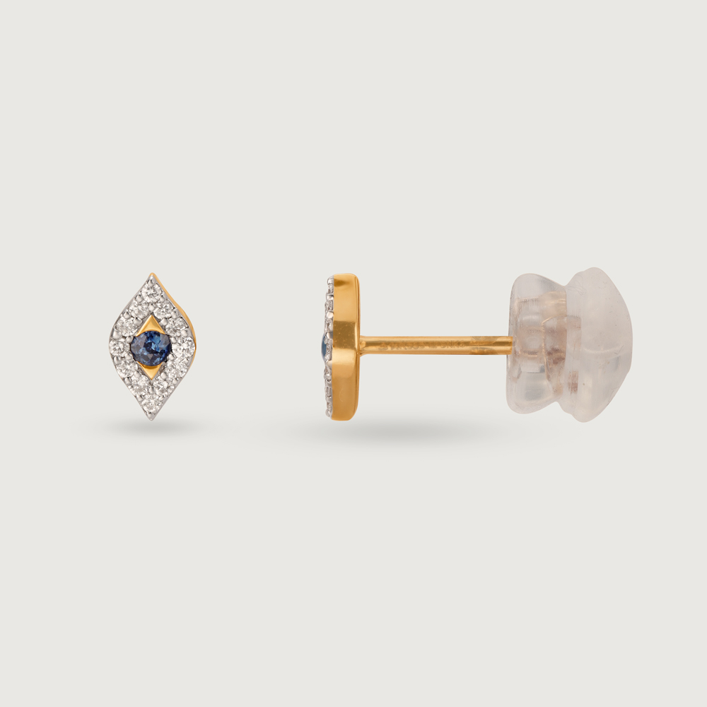 Sapphire Symphony 14KT Gold & Diamond Stud Earrings