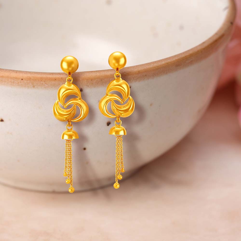 

Eclectic 22 Karat Yellow Gold Hanging Crescent Drops