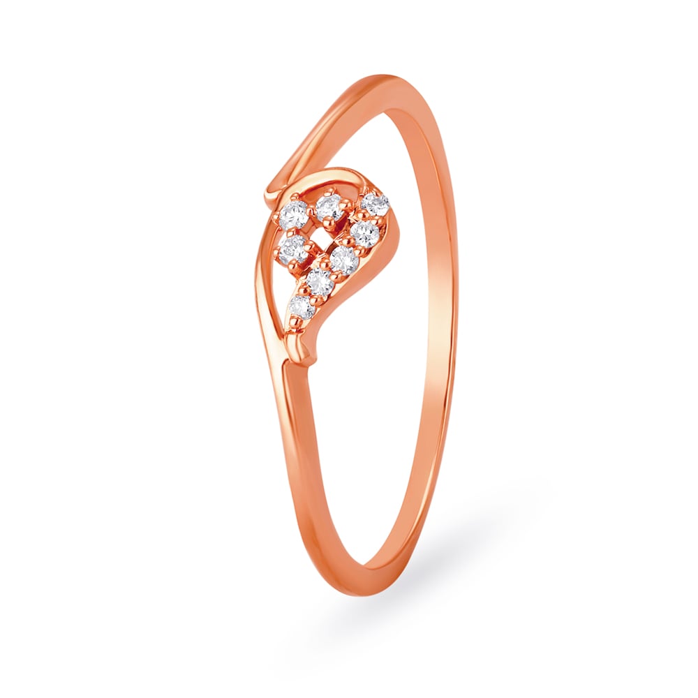 Gorgeous 18 Karat Rose Gold And Diamond Loop Finger Ring