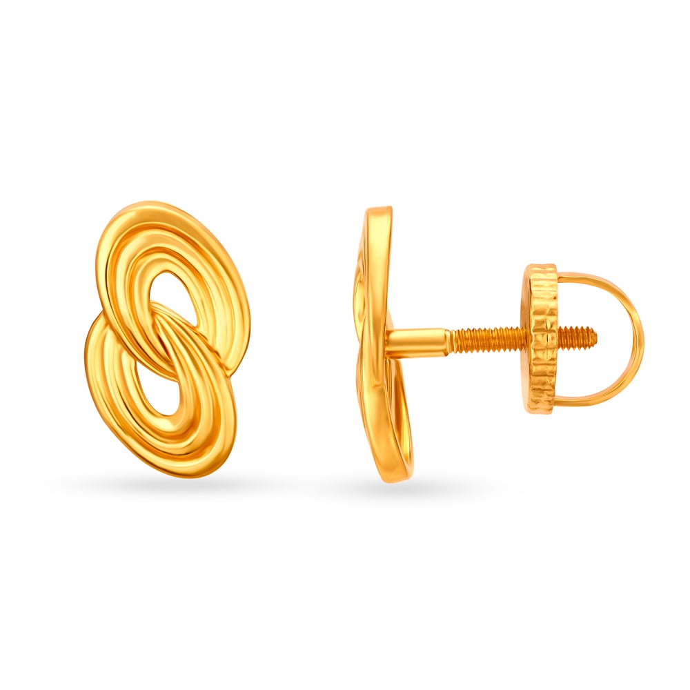 

Suave Yellow Gold Oval Interlocked Stud Earrings