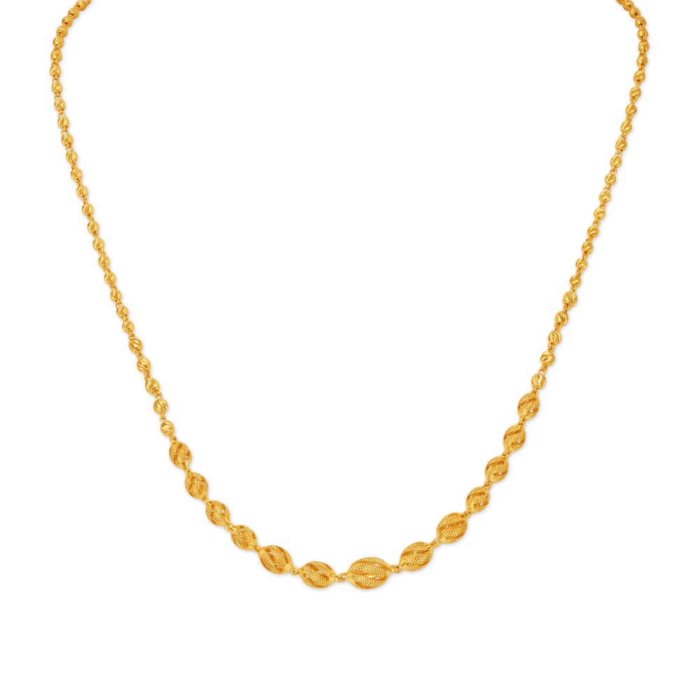 

Sleek Artistic Bead Gold Chain