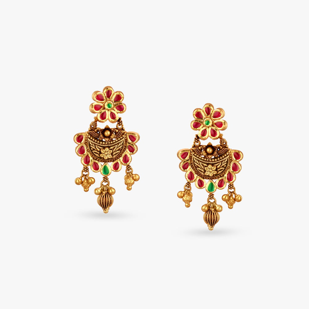 

Floral Majesty Gold Drop Earrings