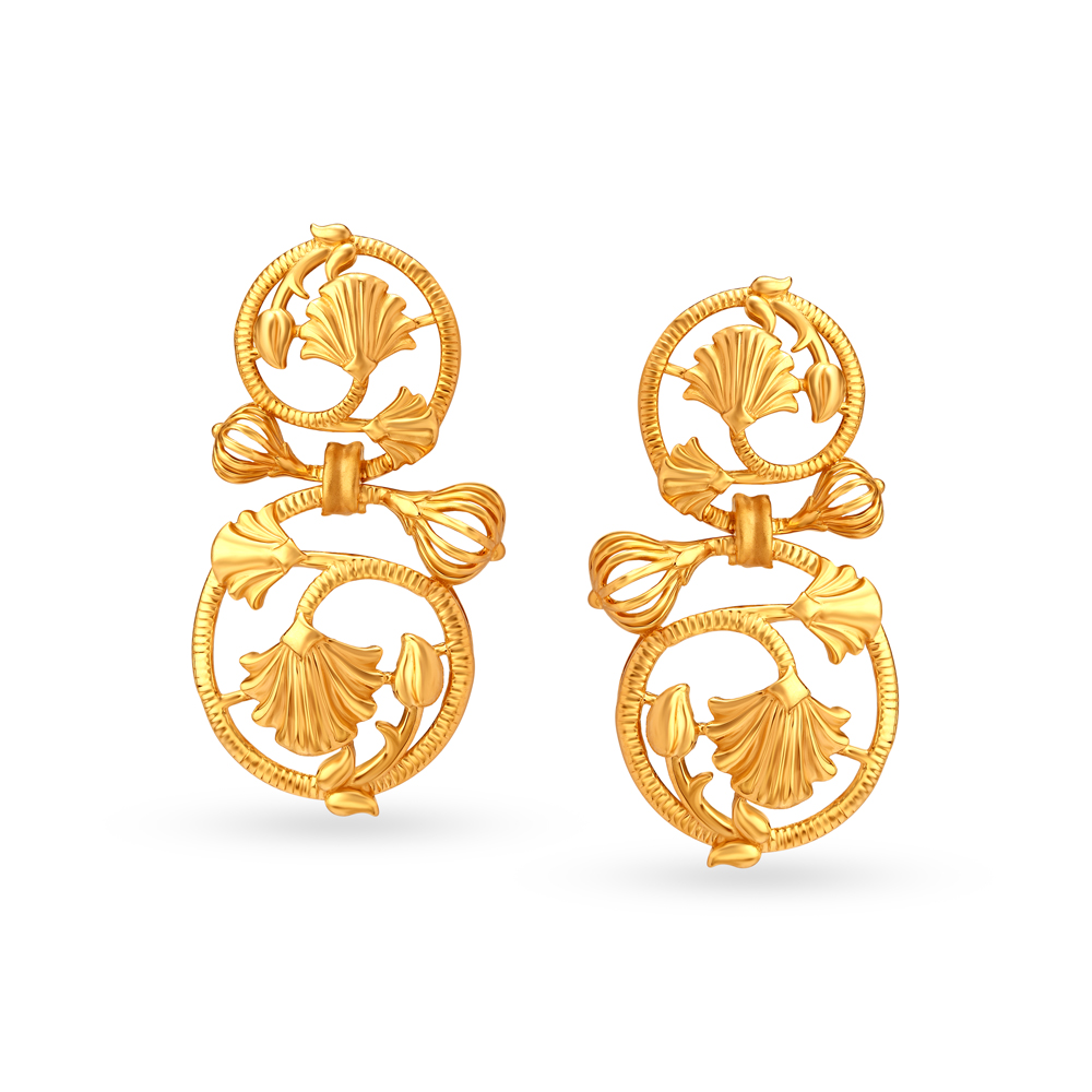 Floral Bliss Gold Drop Earrings