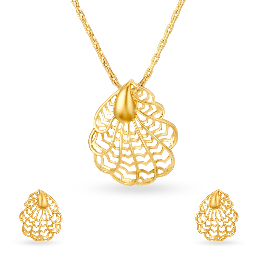 

Elegant Gold Peacock Pendant and Earrings Set