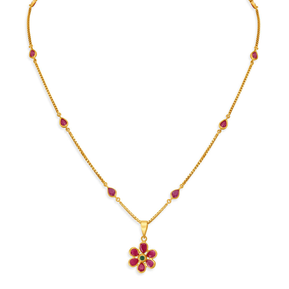 

Dazzling Ruby Blossom Pendand with Chain