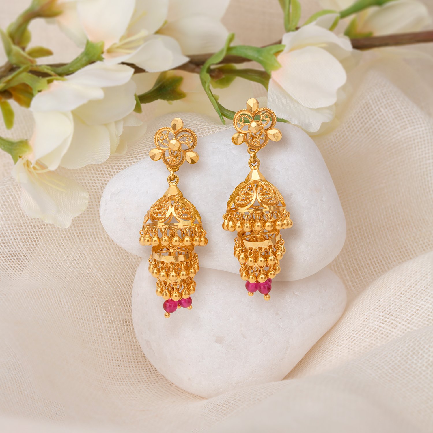 

Enticing Three Layered Jhumkas