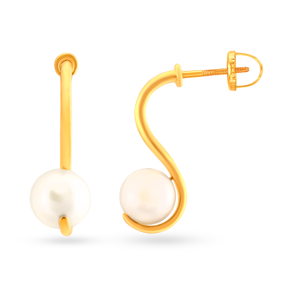 Vintage Pearl Earrings in 18k Plated Gold, White Pearl Stud Earings - Etsy