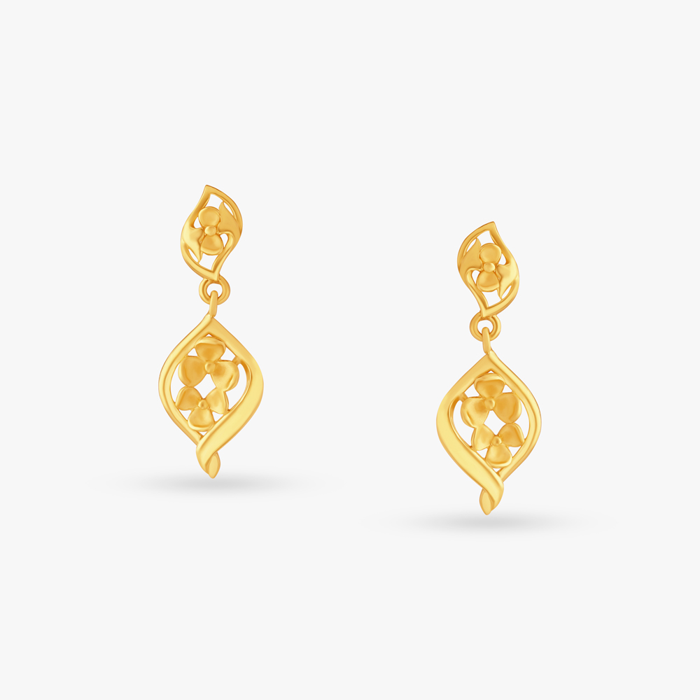 Drop Earring Golden Gold Double Layer Earrings, Size: 3inch at Rs 5000/pair  in Mangalagiri