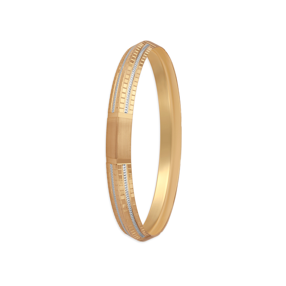 

Ridged Gold and Rhodium Kada for men