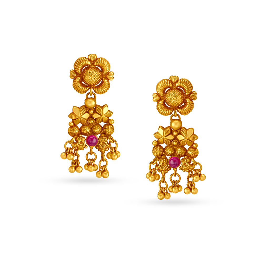 Floral Gold Drop Earrings