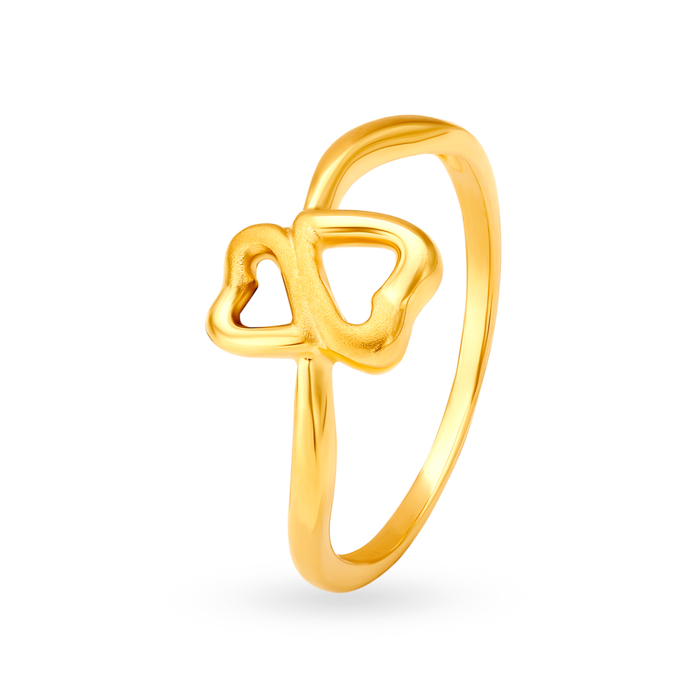 Romantic 22 Karat Yellow Gold Heart Finger Ring