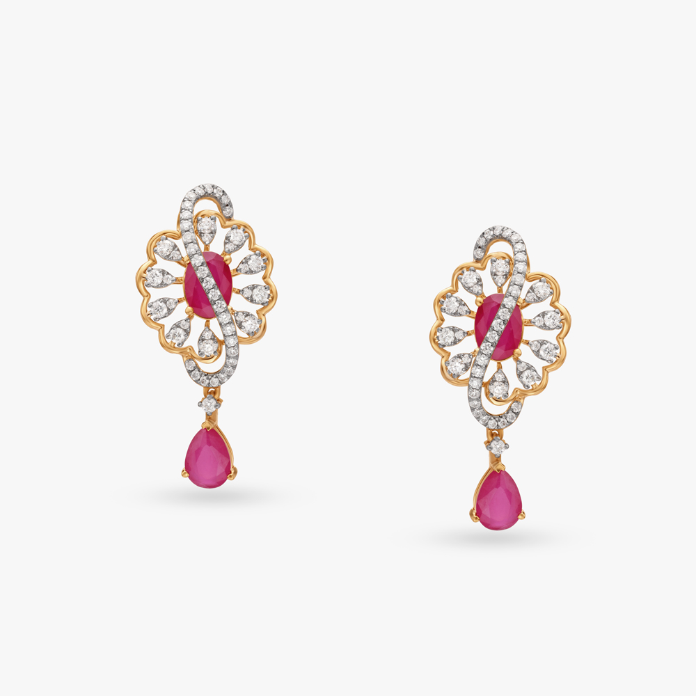 

Floral Magnificence Diamond Drop Earrings