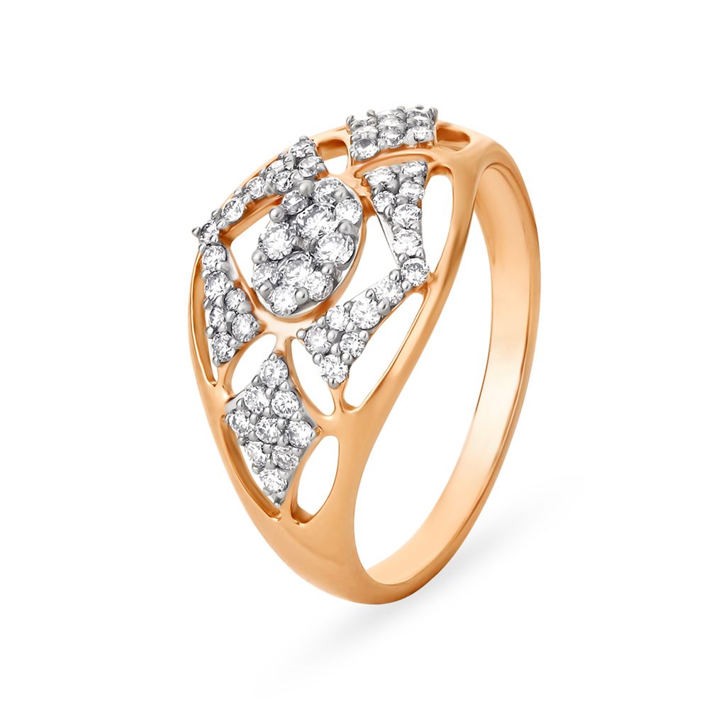 Remarkable 18 Karat Rose Gold And Diamond Finger Ring