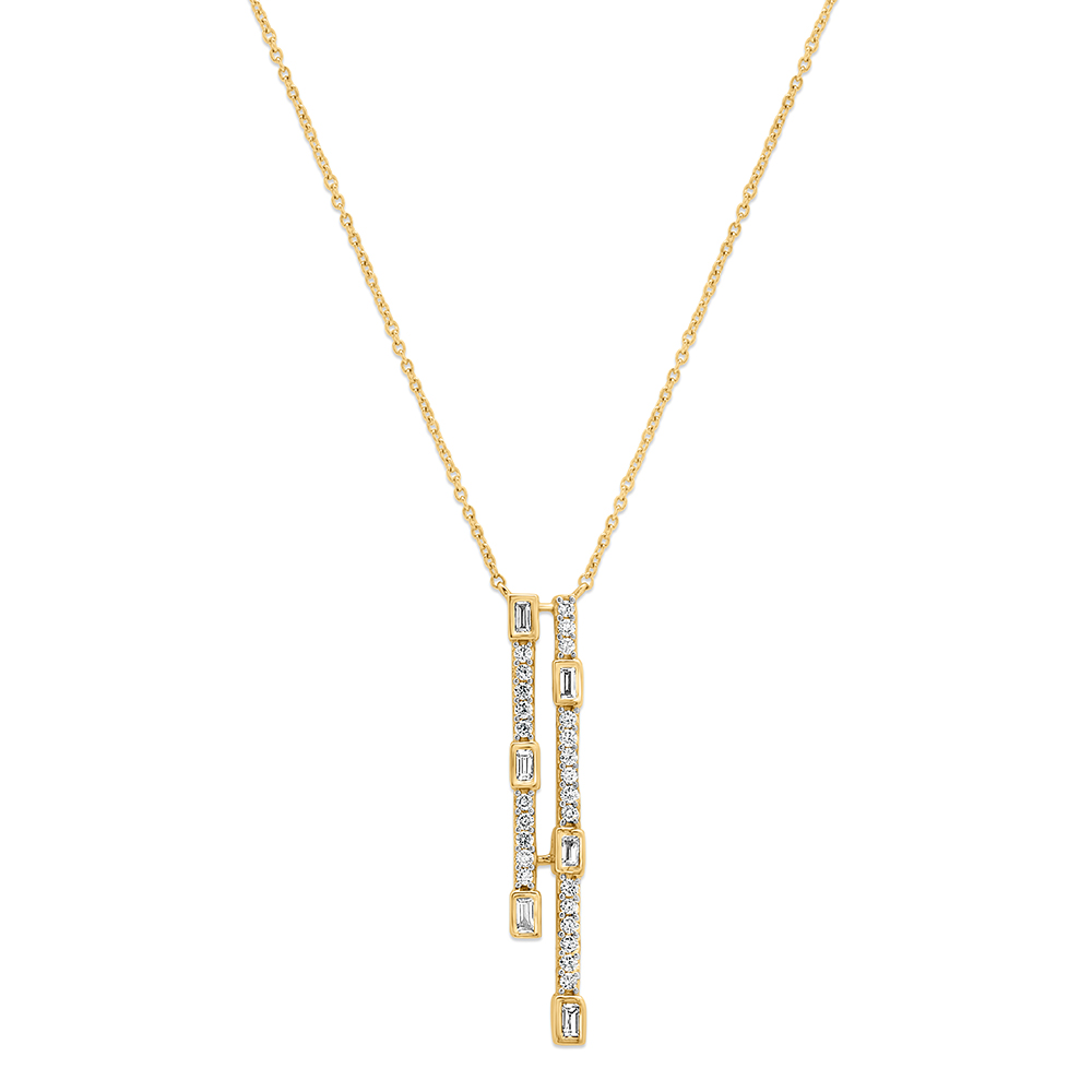 14 KT Yellow Gold Tassel Diamond Necklace