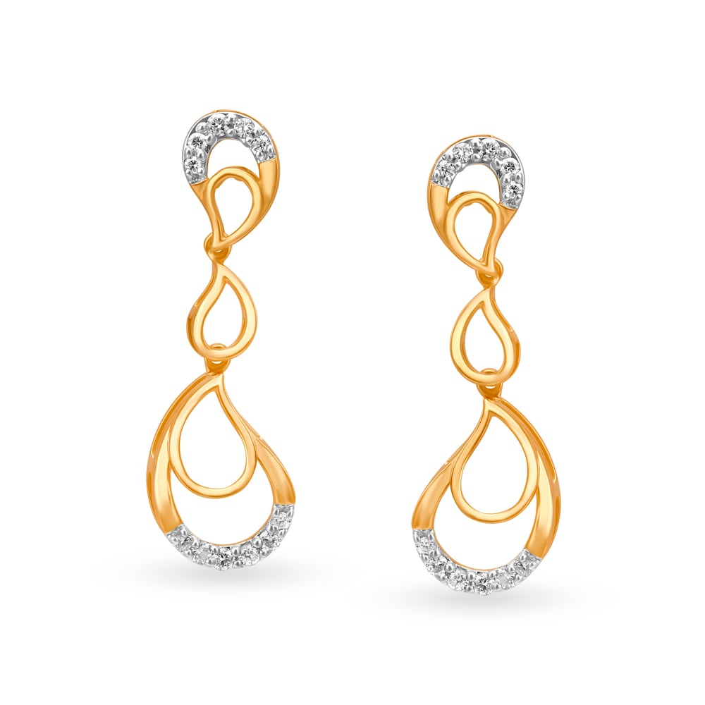 Delicate Paisley Diamond Drop Earrings