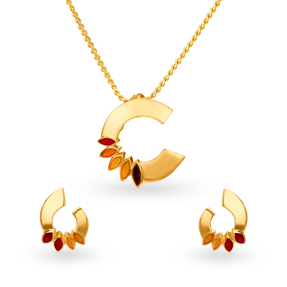 

Bewitching Gold Pendant and Earrings Set