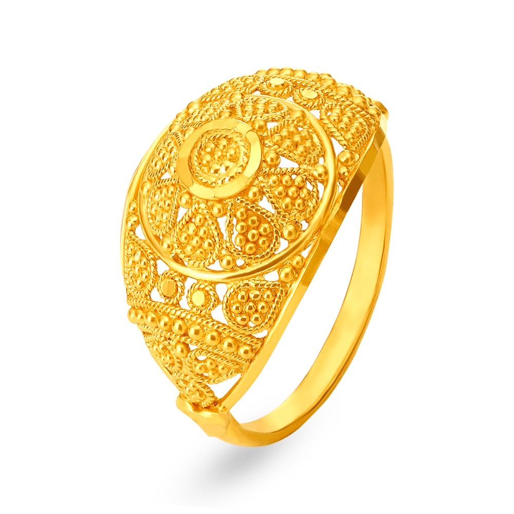 Majestic 22 Karat Yellow Gold Floral Filigree Finger Ring