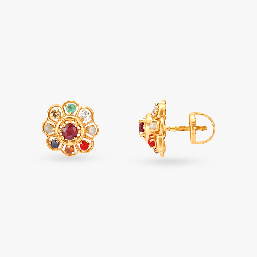 

Navaratna Spectrum Diamond Stud Earrings