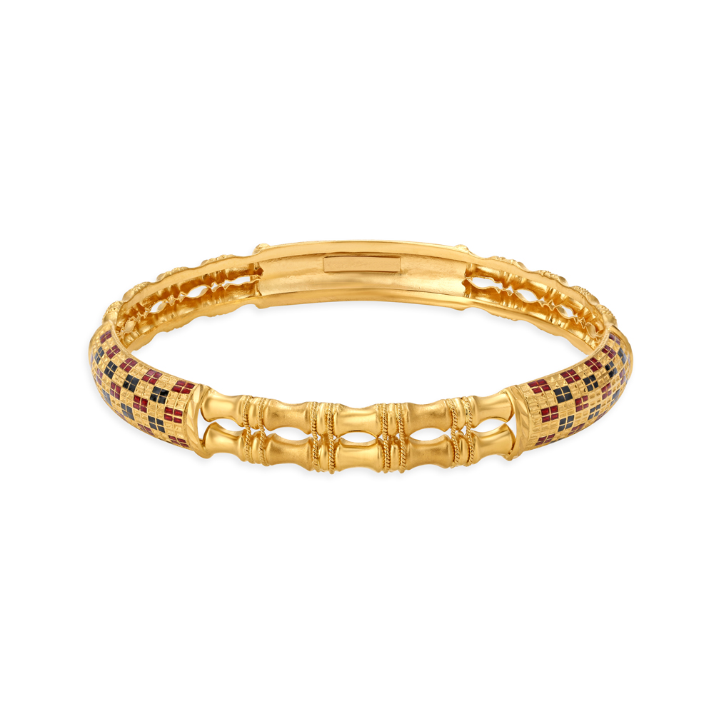 

Vibrant Yellow Gold Checkered Bangles