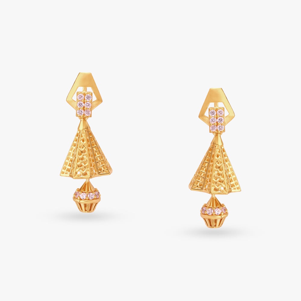 

Morning Glory Gold Jhumka Earrings