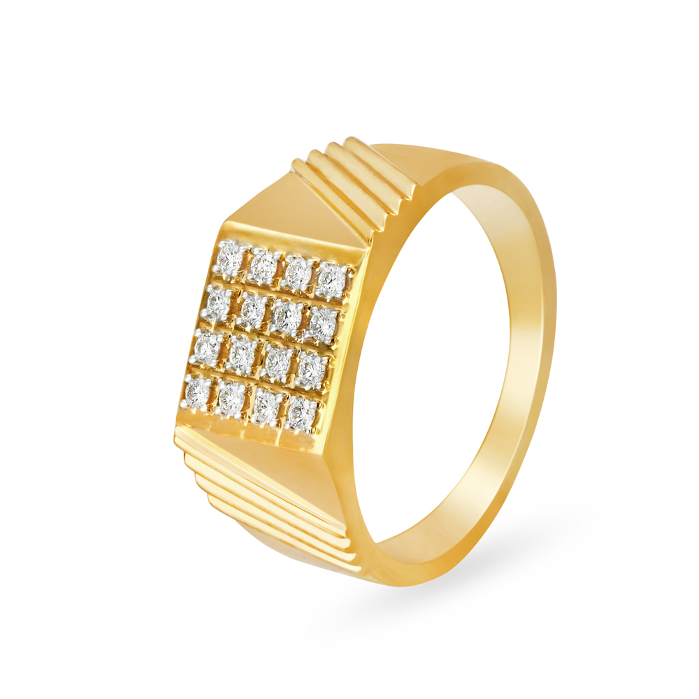 

Bold 18 Karat Yellow Gold And Diamond Finger Ring