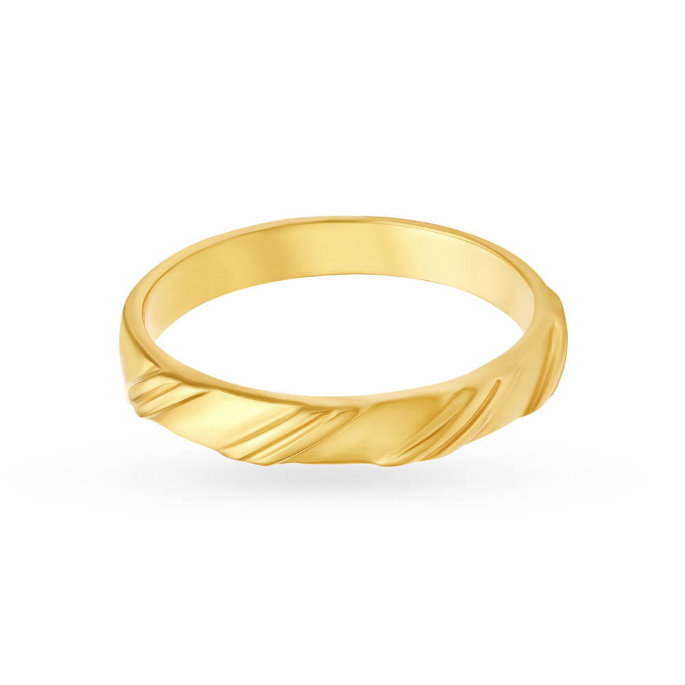 

Minimalist 22 Karat Yellow Gold Ridged Finger Ring