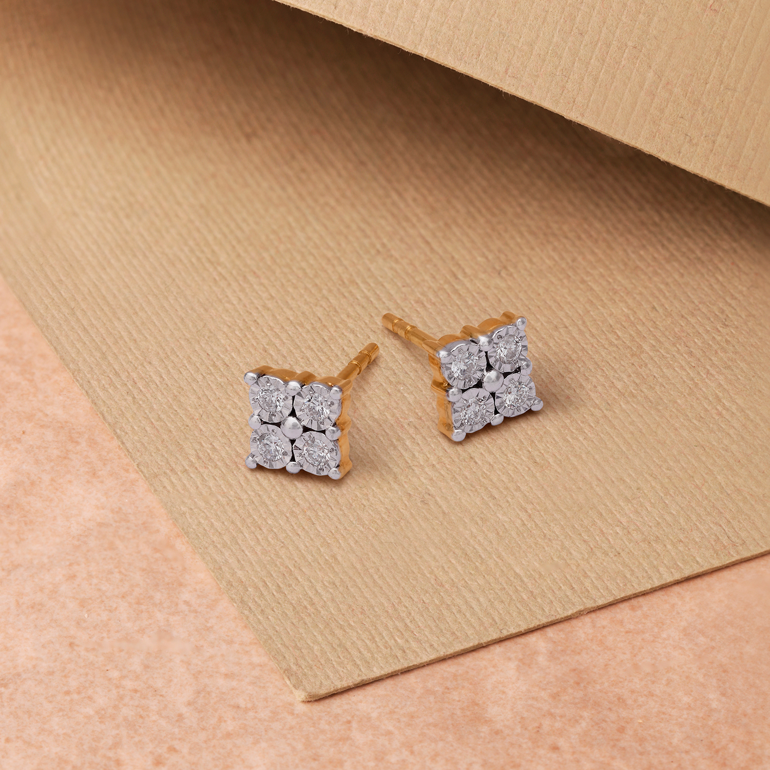 Structured Diamond Shape Stud Earrings