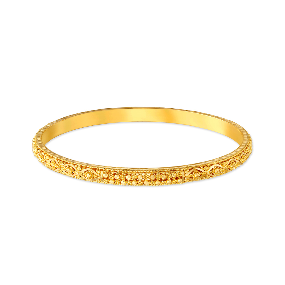 

Detailed Rawa Work Floral Motif Gold Bangle