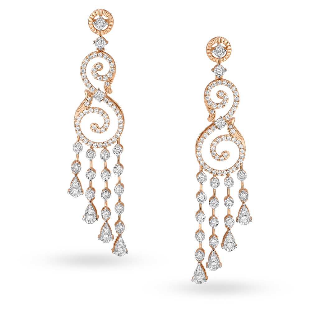 Glamorous 18 Karat Rose Gold And Diamond Earrings