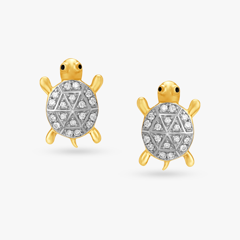 Lovely Turtles Diamond Stud Earrings for Kids