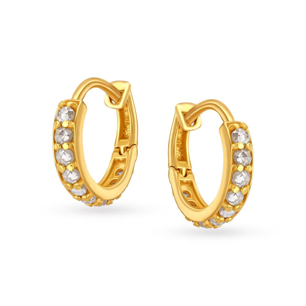 14KT Yellow Gold Diamond Hoop Earrings