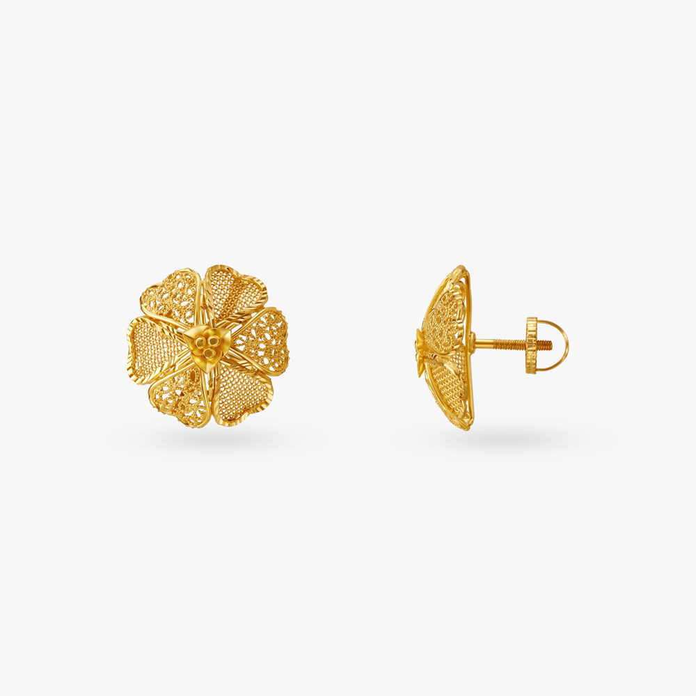 

Blossom Mesh Gold Stud Earrings