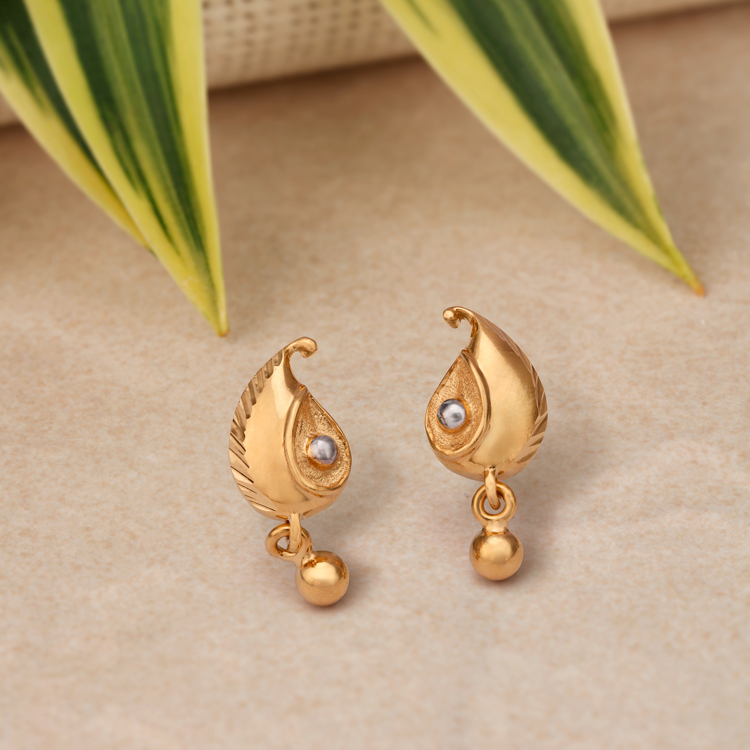 

Dainty Peacock Inspired Gold Drop Earrings