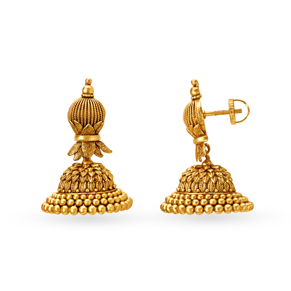 

Traditional Yellow Gold Floral Drop Earrings