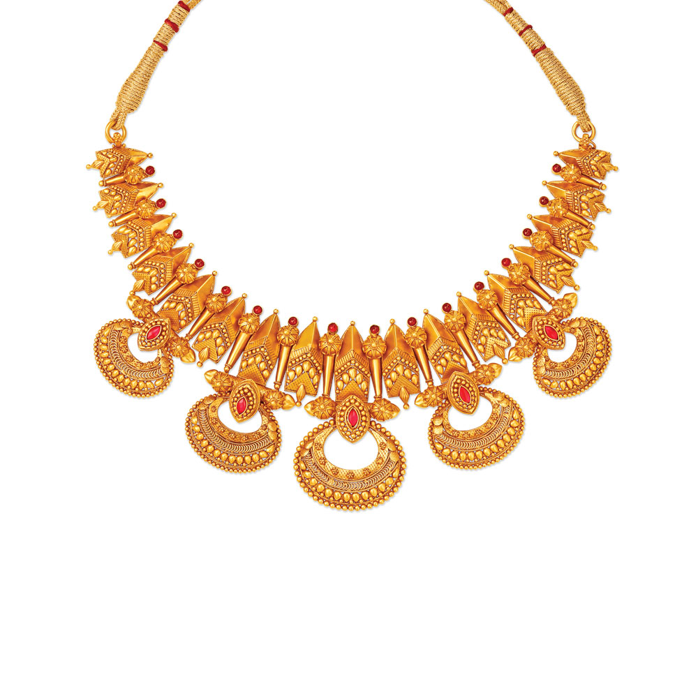 

Stone Studded Antique Gold Necklace Set